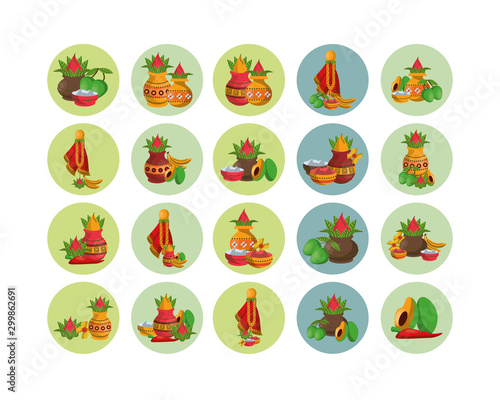 bundle of vegetables and diwali accessories