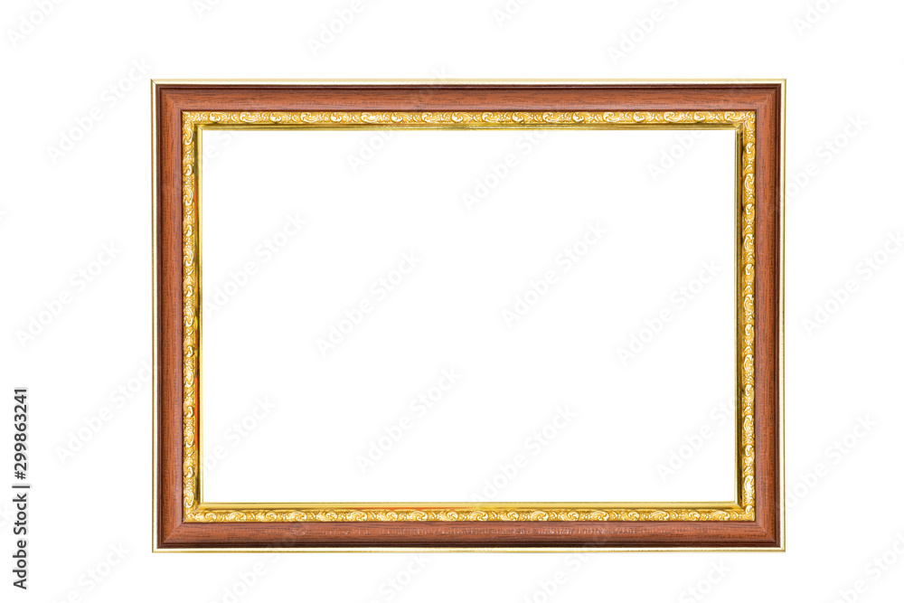 antique golden brown picture frame isolated on white background,clipping path antique golden brown picture frame isolated on white background,clipping path