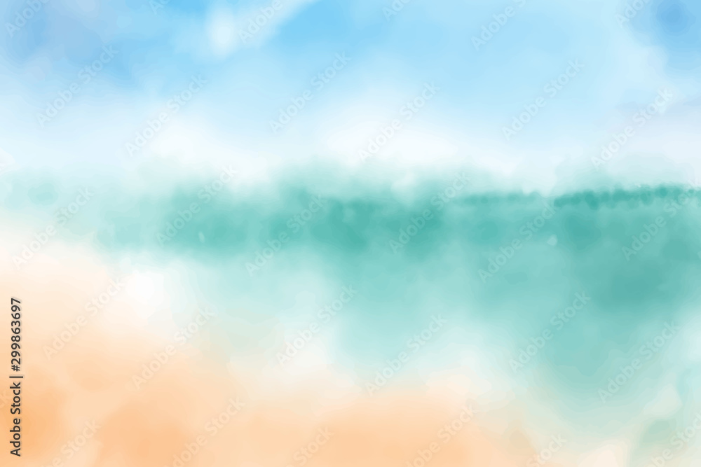 Fototapeta Akwarele niewyraźne plaża krajobraz tło cyfrowe malarstwo wektory ilustracji