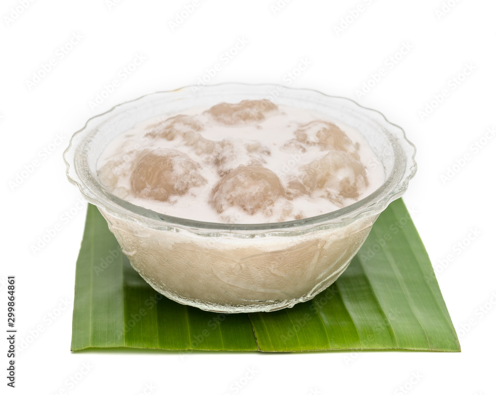 Sweet Sticky Rice with Longan and Coconut Cream, isolated on white background,Thai Dessert Sweet Sticky Rice with Longan and Coconut Cream, isolated on white background,Thai Dessert