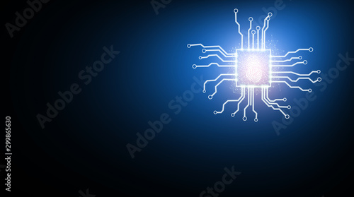 Bild auf Leinwand Fingerprint scan provides security access with biometrics identification