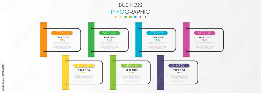 Obraz premium Business infographic element with 7 options, steps, number vector template design