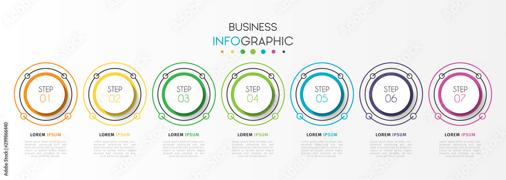 Business infographic element with 7 options, steps, number vector template design Business infographic element with 7 options, steps, number vector template design