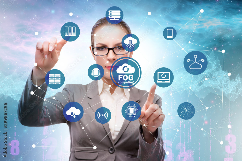 Businessman in edge and fog computing concept Businessman in edge and fog computing concept