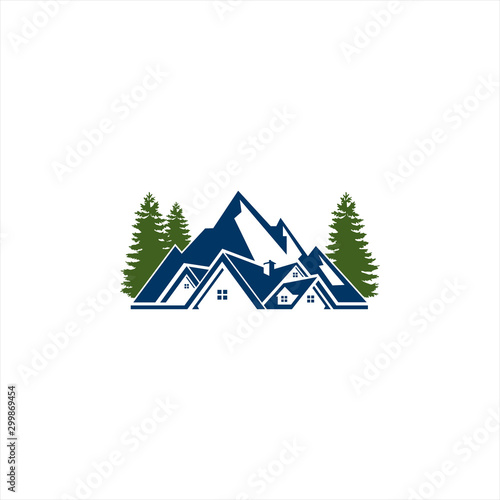 Real estate house mountain logo template