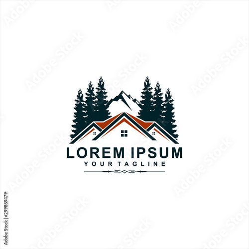 Real estate house mountain logo template