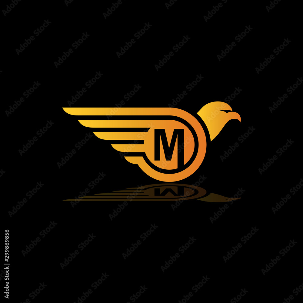 Eagle Wings Logo Initials M, M Logo, Bird Letter M Logo Stock Vector