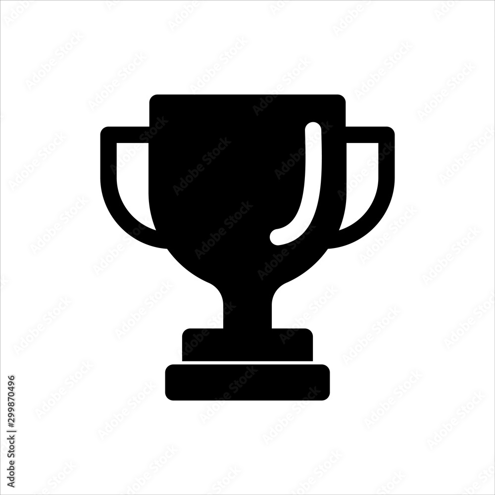 Black cup isolated on white background. Flat vector design element. UEFA Champions  league vector cup isolated on white. Competition winner prize trophy.  Football symbol icon. Black cup silhouette vector de Stock