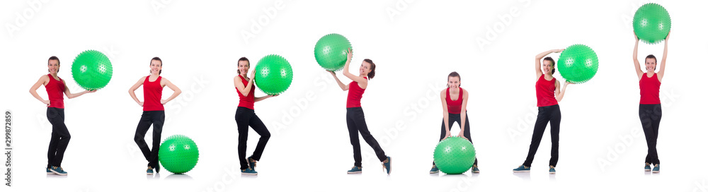 Young woman exercising with swiss ball Young woman exercising with swiss ball