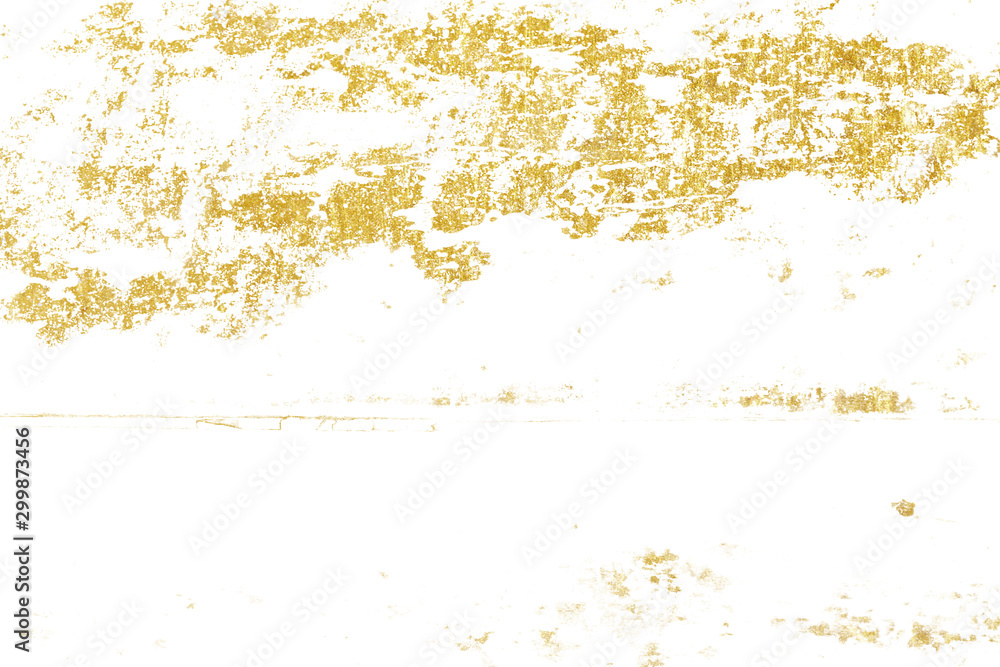 Grunge is golden pattern. Brush stroke design element. Background of cracks, scuffs, chips, stains, ink spots, lines.