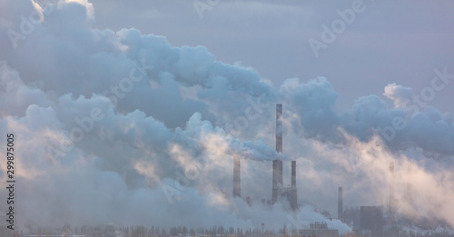 Smoke from the factory at dawn