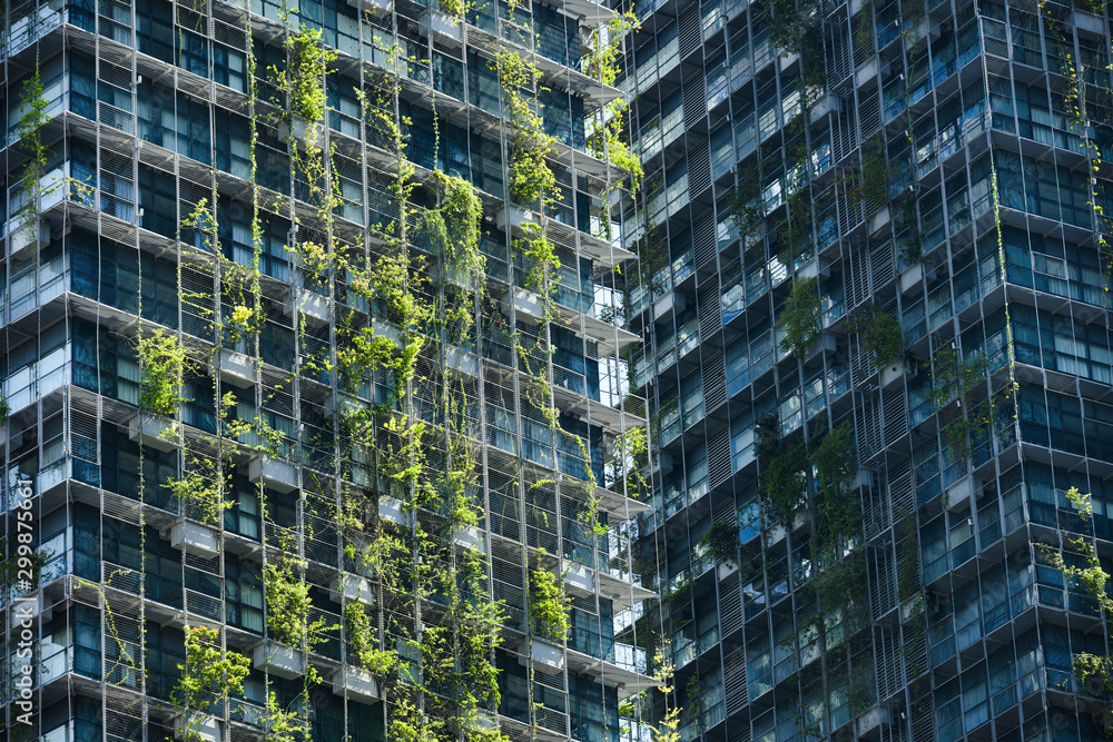 Close-up view of modern buildings with plants on the balconies. Kuala Lumpur, Malaysia. Kuala Lumpur commonly known as KL, is the national capital and largest city in Malaysia.