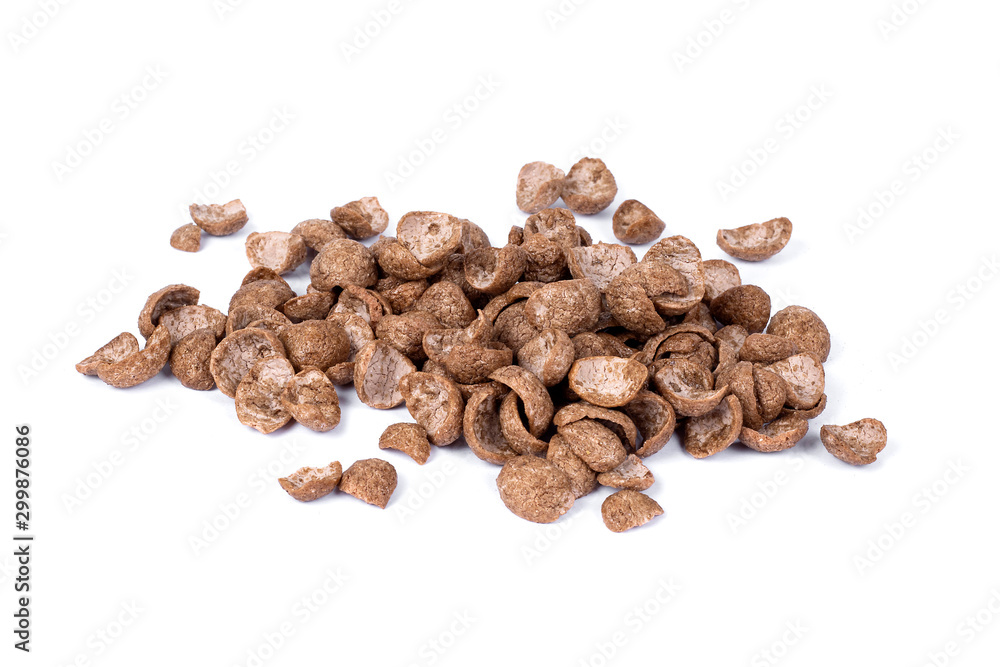 Chocolate cereal on a white background. Chocolate cereal on a white background.