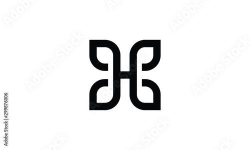 Letter H with leaf  logo design inspirations photo