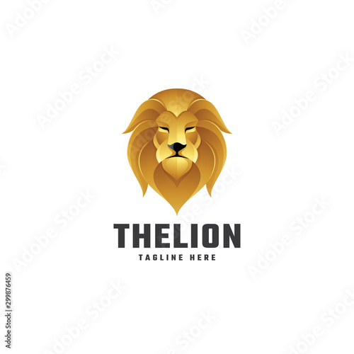 Gold Vibrant Colorful 3D Gradient Color Lion Leo Head Face and Hair Mane Mascot Logo