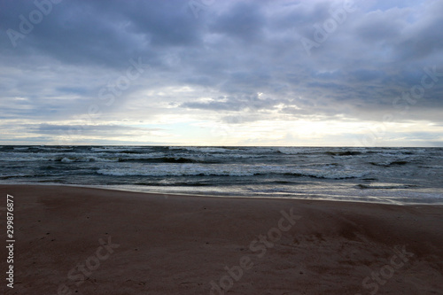 evening sky over the baltic sea beach