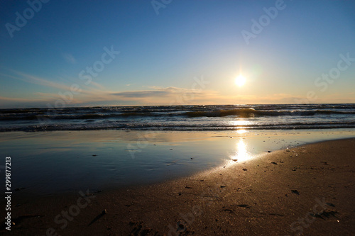 Beautiful sunset on the Baltic sea beach, Palanga, Lithuania