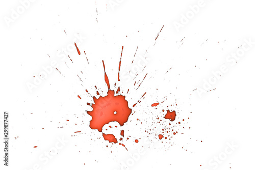 closeup drops of red blood isolated on white background,abstract pattern