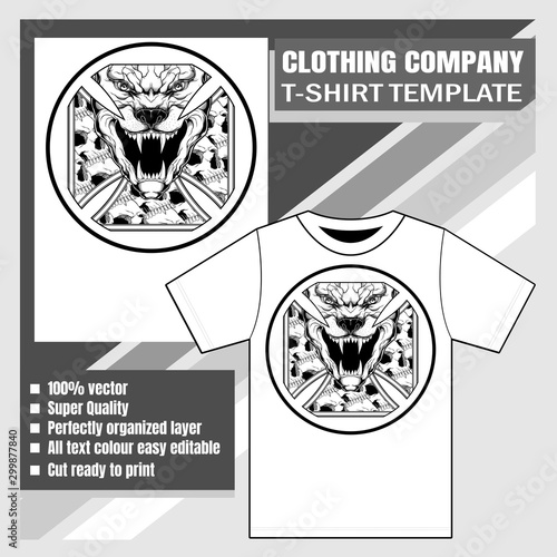 mock up clothing company, t-shirt template,spooky pitt bull roars with skulls
