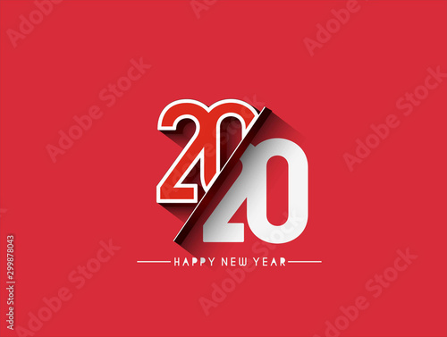 Happy New Year 2020 Text Typography Design Pattern, Vector illustration.