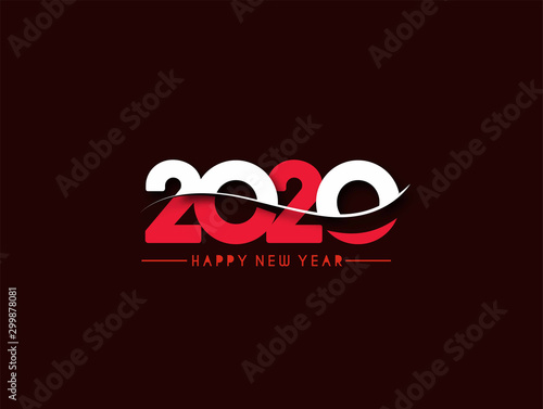 Happy New Year 2020 Text Typography Design Pattern, Vector illustration.
