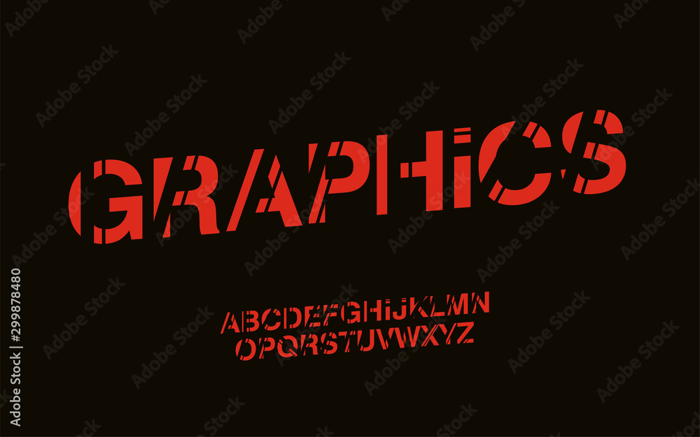 Stylized Modern Graphics Abstract Font Set of Alphabet Vector Text Design.