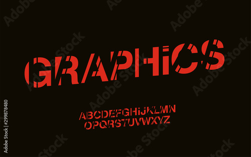 Stylized Modern Graphics Abstract Font Set of Alphabet Vector Text Design.