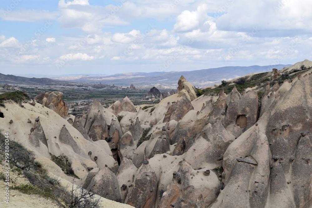 Mountain landscape before the rain. Rocky landscape. Goreme. Cappadocia. Turkey. 