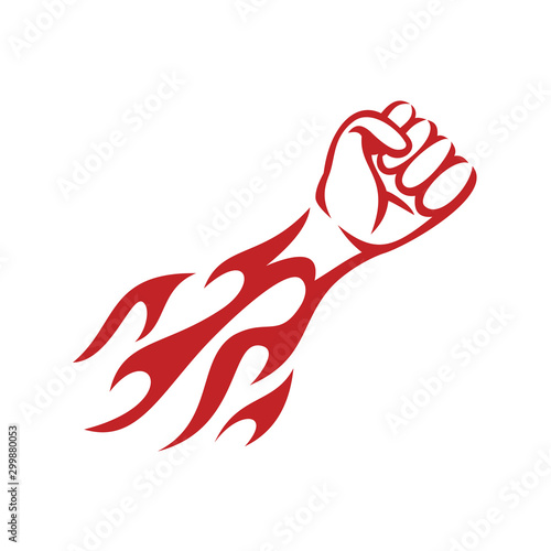Left Hand fire blow logo, fist hand vector logo