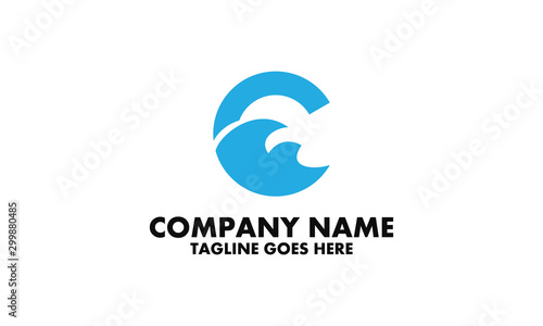 letter C with wave logo design inspirations