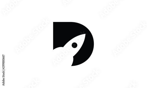 letter D with rocket logo design inspirations