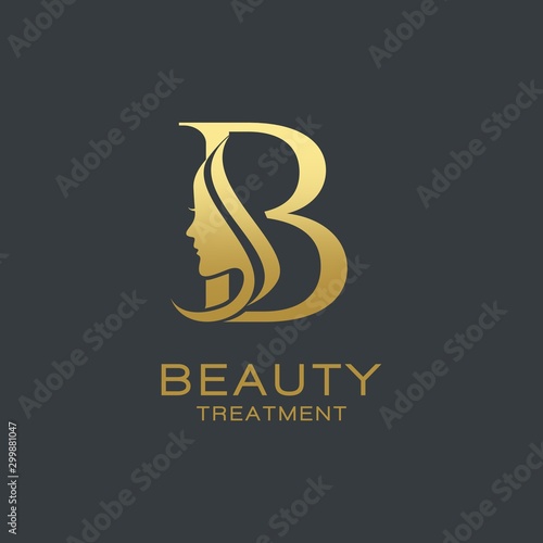 Letter B beauty Face Logo Design Vector Icon