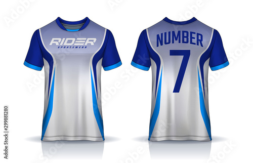 t-shirt sport design template, Soccer jersey mockup for football club. uniform front and back view.