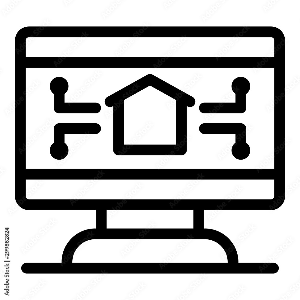 Monitor smart home icon. Outline monitor smart home vector icon for web design isolated on white background Monitor smart home icon. Outline monitor smart home vector icon for web design isolated on white background