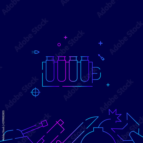 Bandolier, cartridge belt vector gradient line icon, illustration on a dark blue background. Related bottom border