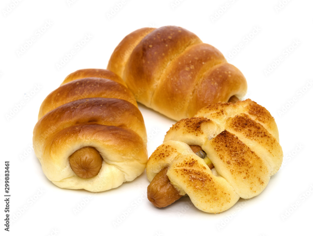 Cheese Sausage bread isolated on white background