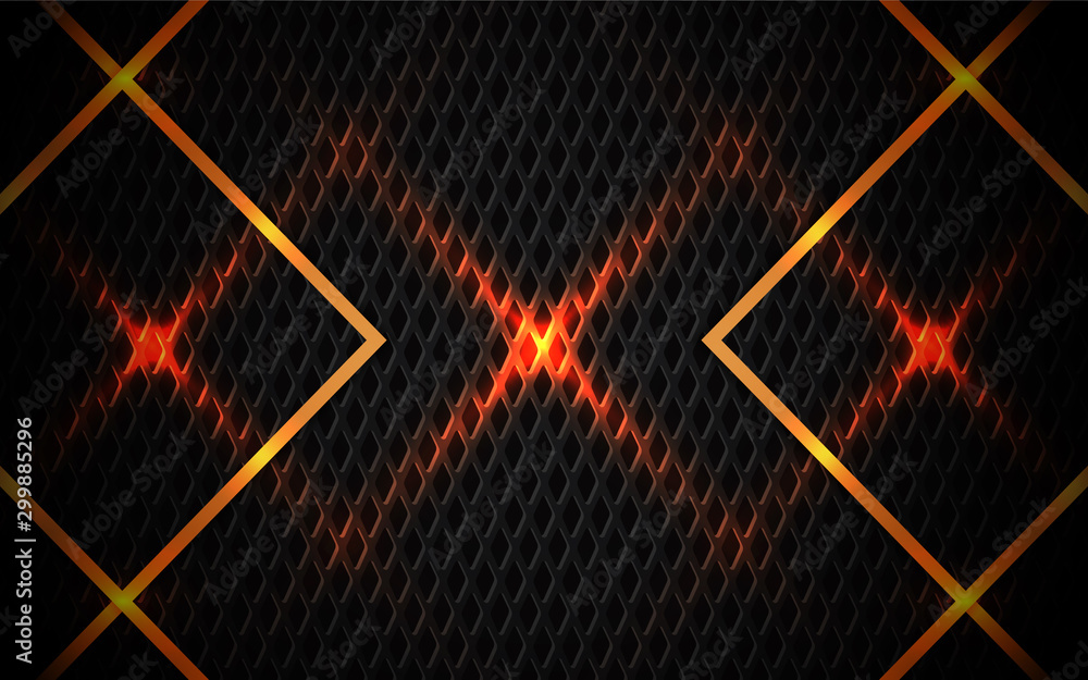 Abstract orange line metal shapes on dark grid background. Technology  design concept for element wallpaper, theme, website, cover, banner,  advertising, business Stock Vector | Adobe Stock
