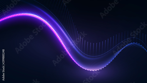 Purple light wave of energy stream