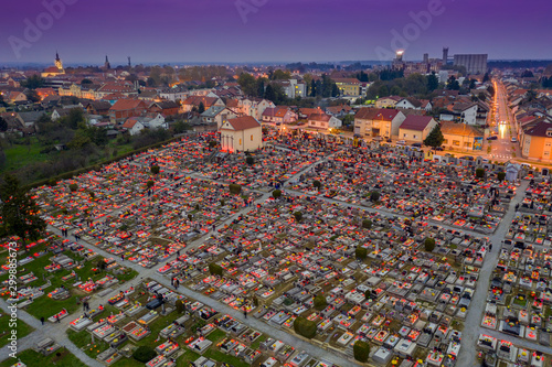 Bjelovar, Bjelovar Bilogora County, Croatia - November 1, 2019: All Hallows' Day on Bjelovar cemetery St. Andria photo