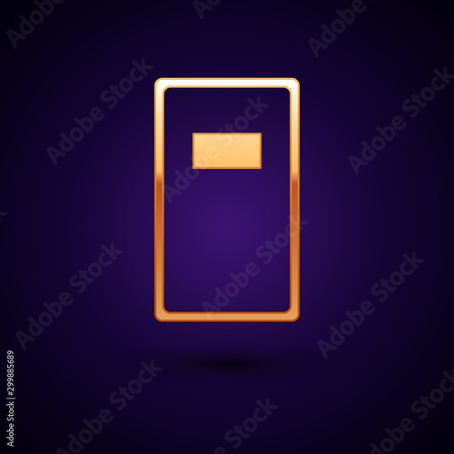 Gold Police assault shield icon isolated on dark blue background. Vector Illustration