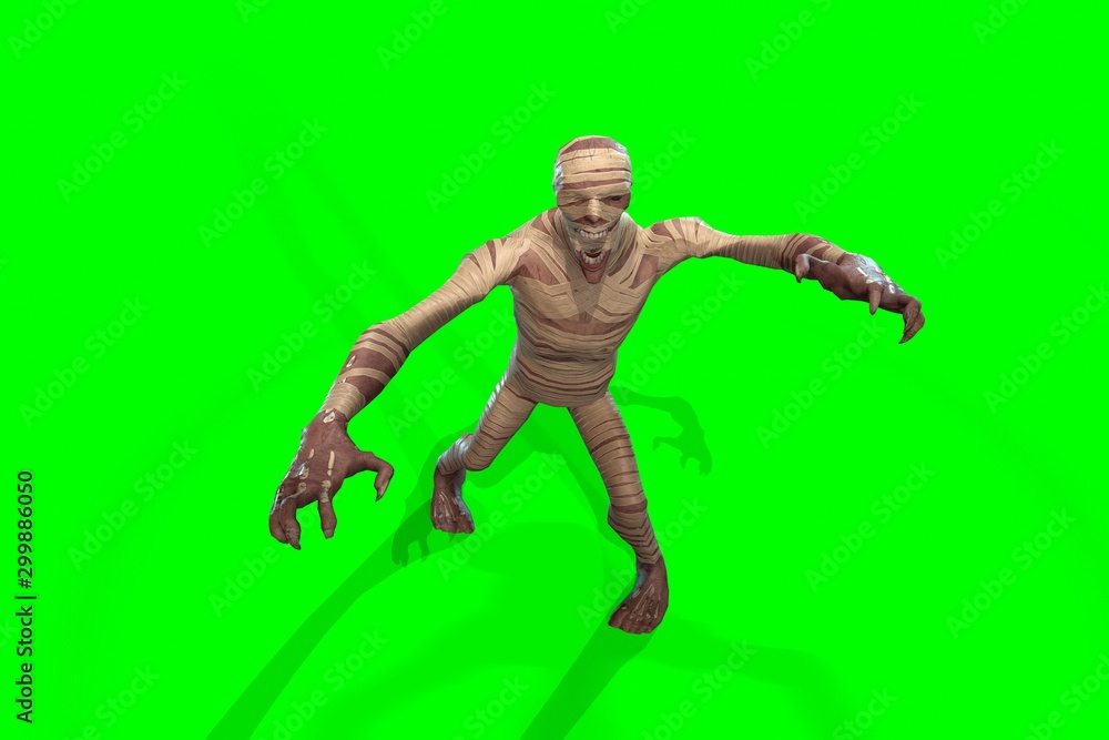Fantasy character Mummy - 3D render, on green background Fantasy character Mummy - 3D render, on green background