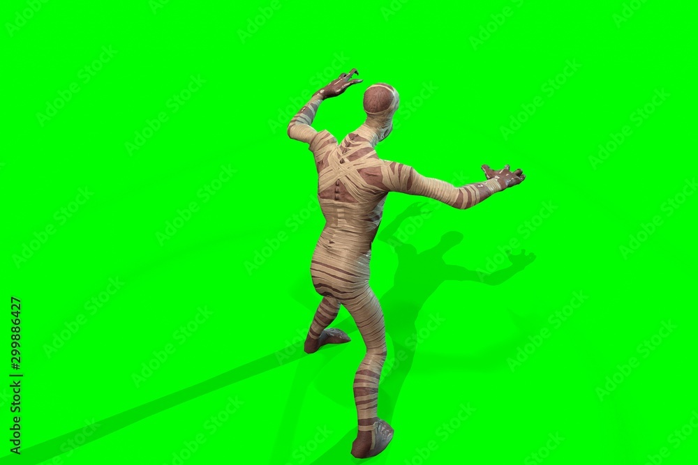 Fantasy character Mummy - 3D render, on green background Fantasy character Mummy - 3D render, on green background
