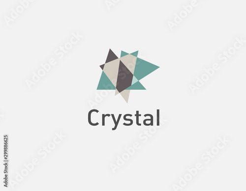 Creative abstract geometric logo pattern of triangles facets crystal for company