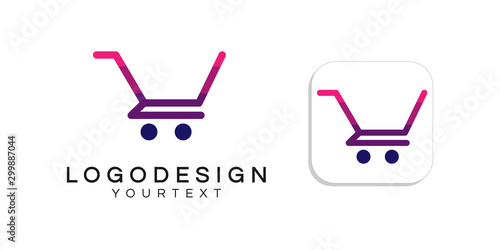 shopping cart logo design. icon app smartphone color full