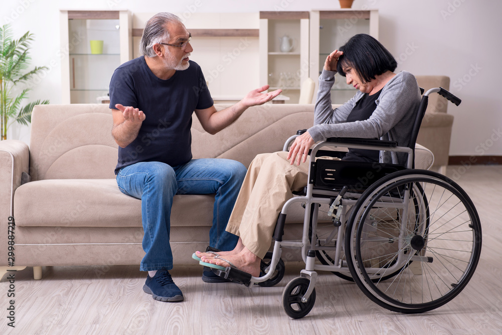 Old husband looking after disabled wife Old husband looking after disabled wife