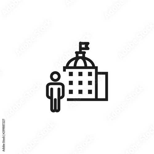 Government official line icon. Building, administration, representative. Government concept. Vector illustration can be used for topics like public services, politics, executive
