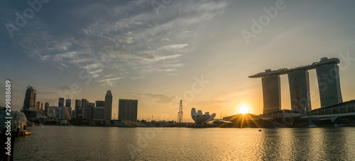 Panorama view of Singapore Marina bay skyline at sunrise  Singapore