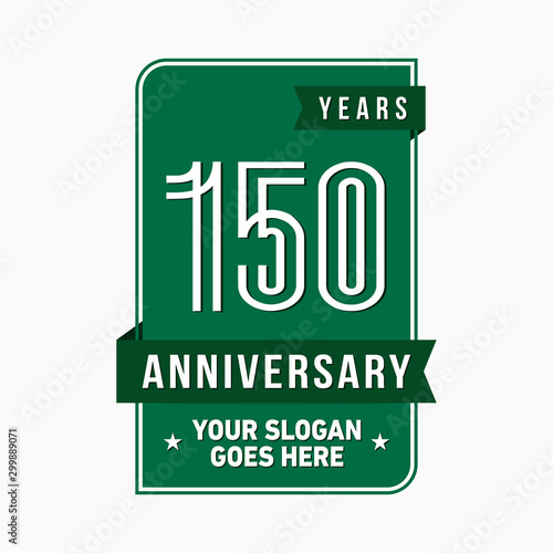 150 years anniversary design template. One hundred and fifty years celebration logo. Vector and illustration.