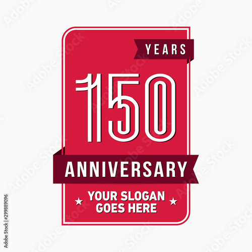 150 years anniversary design template. One hundred and fifty years celebration logo. Vector and illustration.