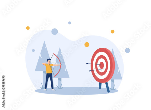 Businessman hitting the target,modern flat design style colorful illustration on white background